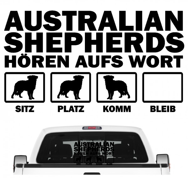 Australian Shepherd Aussie Australischer Schäferhund blue merle Dog Hört aufs Wort Hunde Aufkleber Sticker Autoaufkleber