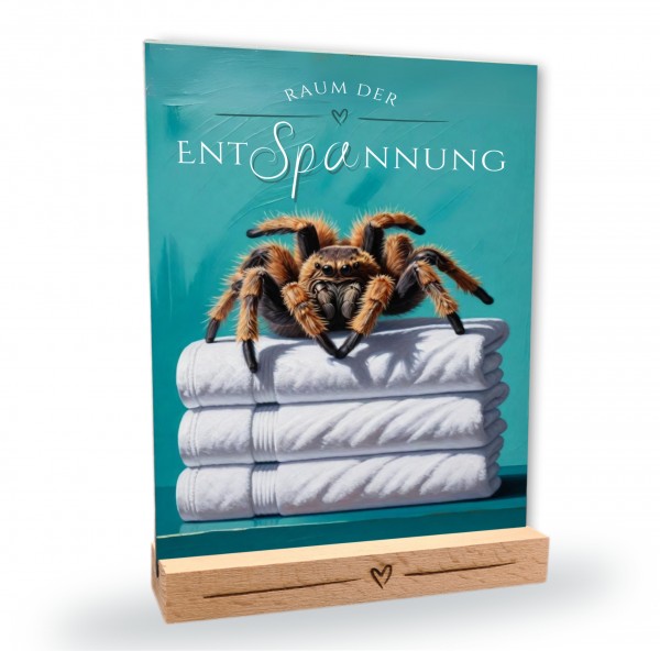 Spinne Vogelspinne Schild Wellness Handtuch Entspannung Schild Spruch