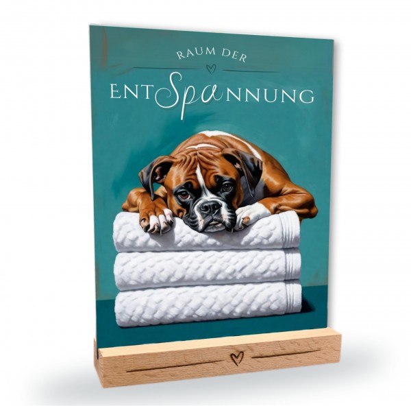 Hundeschild Deko Badezimmer Wellness Boxer deutscher Schild Spruch