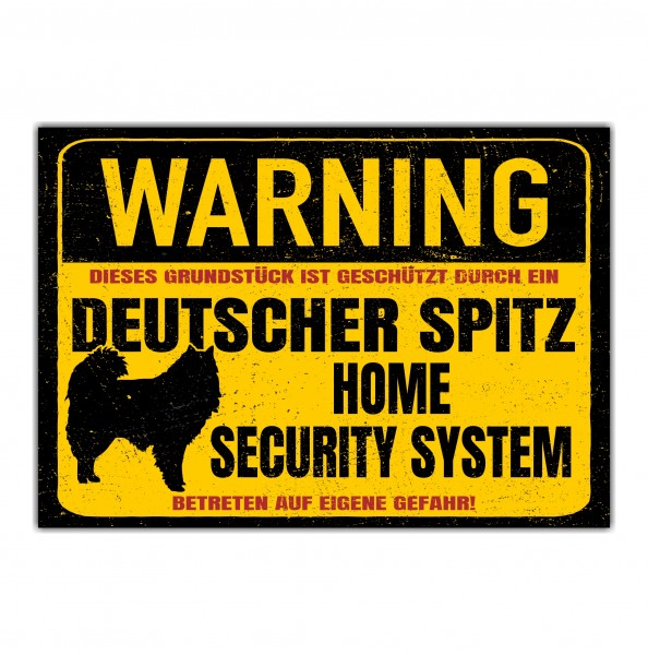 Deutscher Spitz Spitze Dog Schild Warning Security System Türschild Hundeschild Warnschild