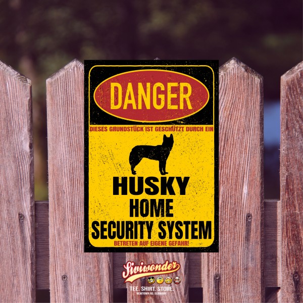 Husky Siberian Icee Sibe Chukcha Huskies Sibireien Schlittenhund Dog Türschild Danger Security System Warnschild Hund Schilder Hundeschild happy Design by Siviwonder