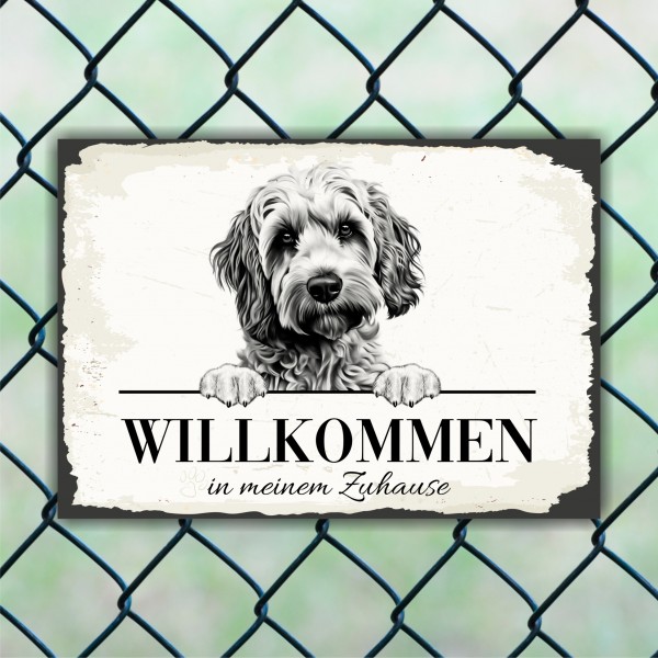 Hundeschild Willkommen Zuhause Cockapoo Schild Achtung Spruch