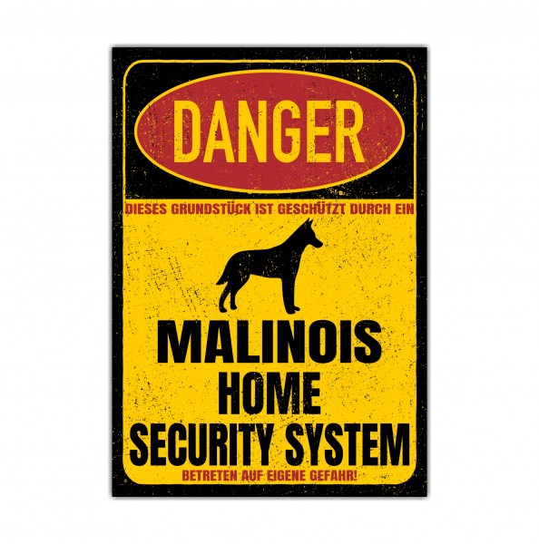 Malinois Belgian Mali Türschild Danger Security System Warnschild Hund Schilder Hundeschild