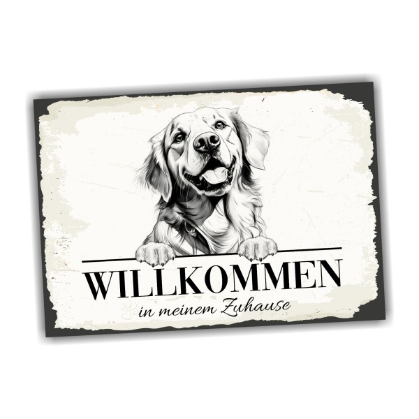 Hundeschild Willkommen Zuhause Golden Retriever Goldie Schild