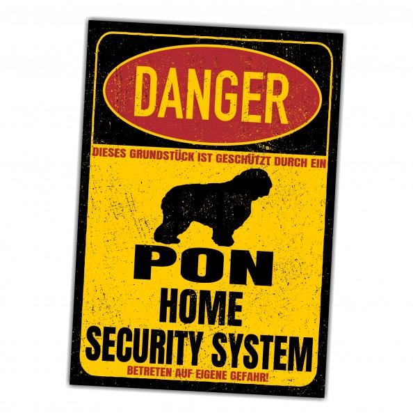Pon Polski Owczarek Nizinny Türschild Danger Security System Warnschild Hund Schilder Hundeschild