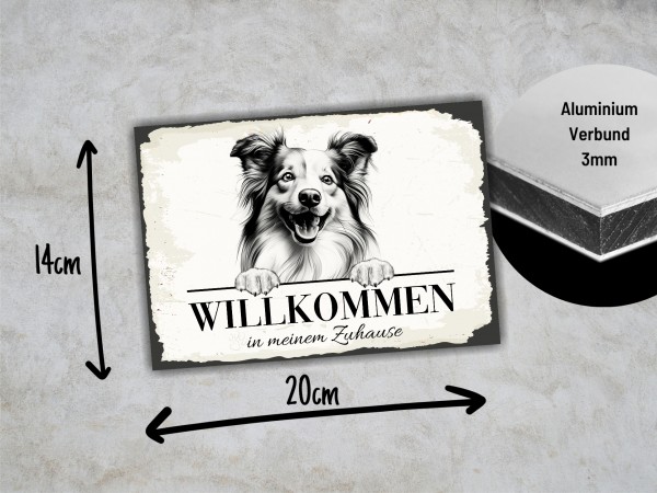 Hundeschild Willkommen Zuhause Sheltie Shetland Sheepdog Schild Achtung