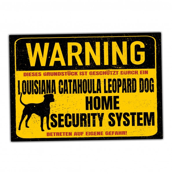 Louisiana Catahoula Schild Warning Security System Türschild Hundeschild Warnschild Hund