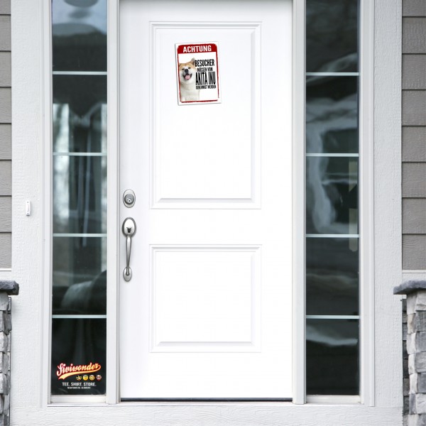 Akita Inu Genehmigung Dog Schild Achtung Zaun Frau Spruch Türschild Hundeschild Warnschild Design by Siviwonder