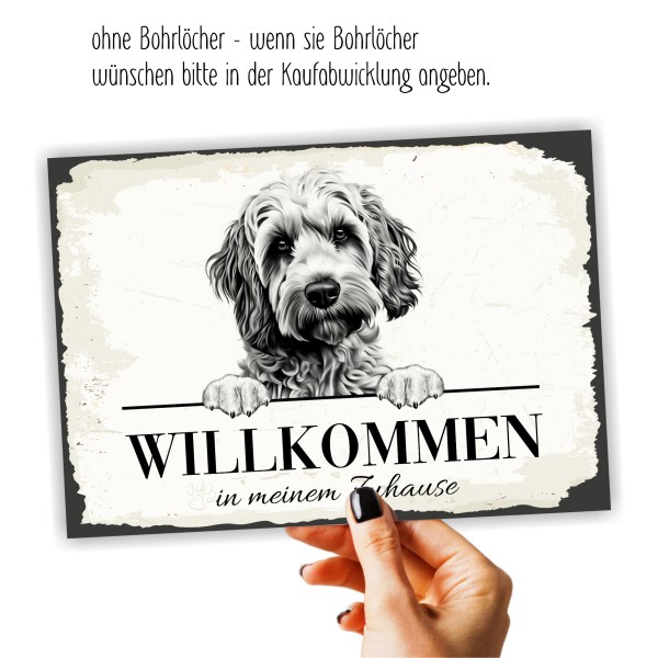 Hundeschild Willkommen Zuhause Cockapoo Schild Achtung Spruch
