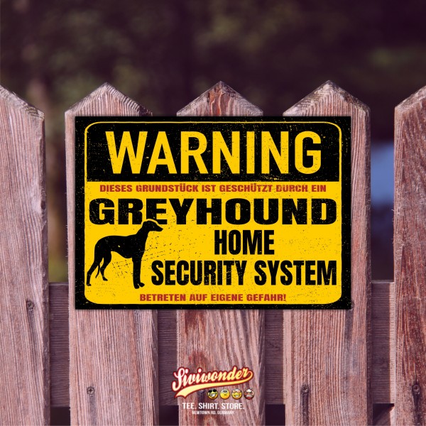 Greyhound Schild Warning Security System Türschild Hundeschild Warnschild Schild Hund