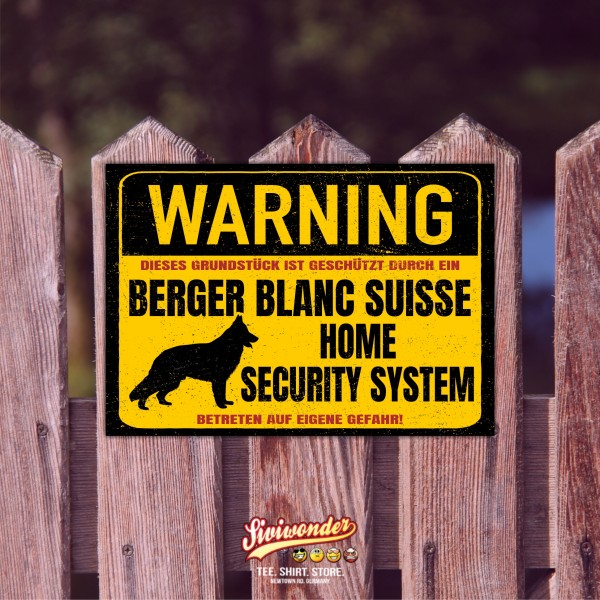 Berger Blanc Suisse Dog Schild Warning Security System Türschild Hundeschild Warnschild