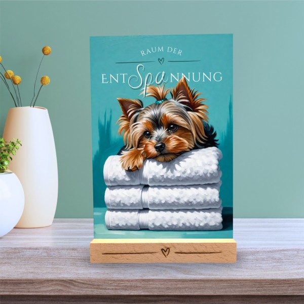 Hundeschild Deko Badezimmer Wellness Yorkshire Terrier Yorkie Schild Spruch