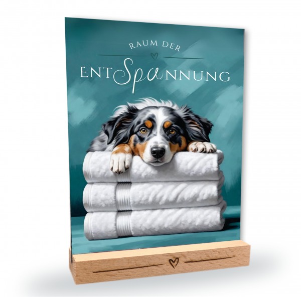 Hundeschild Deko Badezimmer Wellness Australian Shepherd Schild
