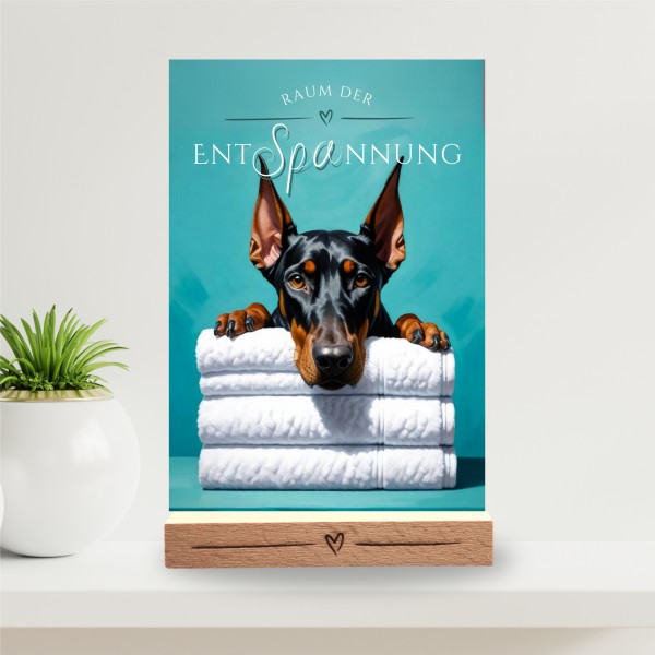 Hundeschild Deko Badezimmer Wellness Dobermann Dobi Schild Spruch