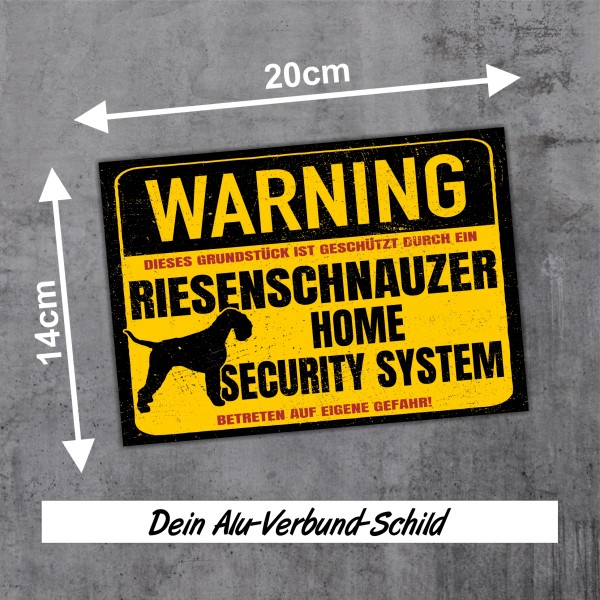 Schild Riesenschnauzer Schnauzer Warning Security System Türschild Hundeschild Warnschild Hund