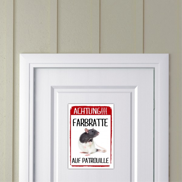 Farbratte auf Patrouille Türschild Warnschild Spruch Ratte Schild happy Design by Siviwonder