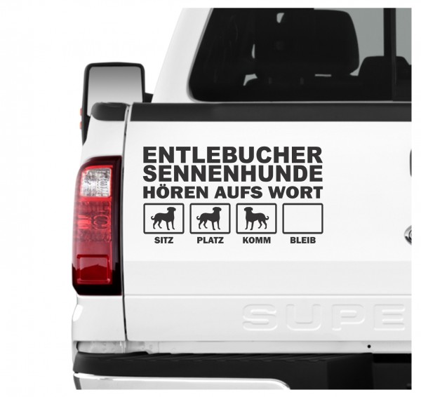 Entlebucher Sennenhund Sennen Schweiz Bauernhund Hört aufs Wort Hunde Aufkleber Sticker Autoaufkleber Wandtattoo Tattoo