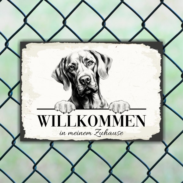 Hundeschild Willkommen Zuhause Weimaraner Weim Schild Achtung Spruch