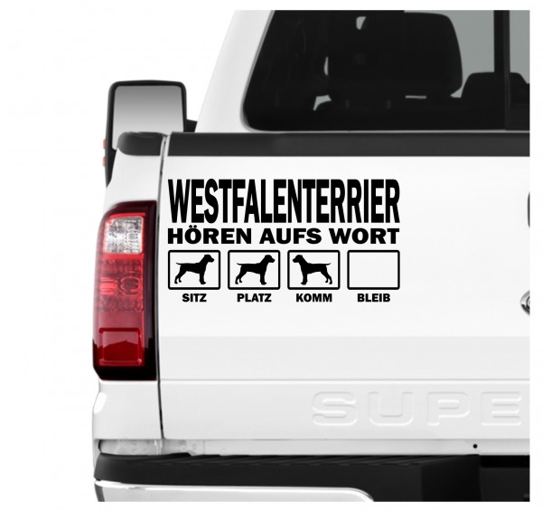 Westfalenterrier Westfalen Terrier Jagd Jagdterrier Hört aufs Wort Hunde Aufkleber Sticker Autoaufkleber Wandtattoo Tattoo