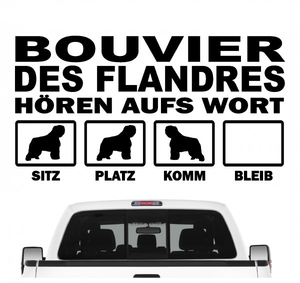 Bouvier des Flandres der Flandrische Treibhund Flanders Dog Hört aufs Wort Hunde Aufkleber Sticker Autoaufkleber
