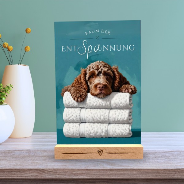 Hundeschild Deko Badezimmer Wellness Lagotto Romagnolo Schild Spruch