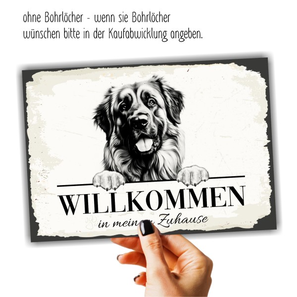 Hundeschild Willkommen Zuhause Leonberger Leo Schild Achtung Spruch