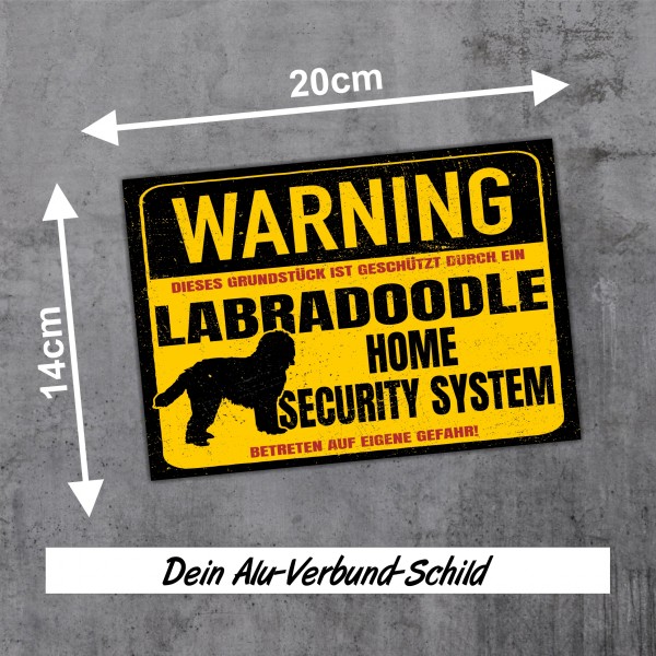 Labradoodle Schild Warning Security System Türschild Hundeschild Warnschild Hund Doodle