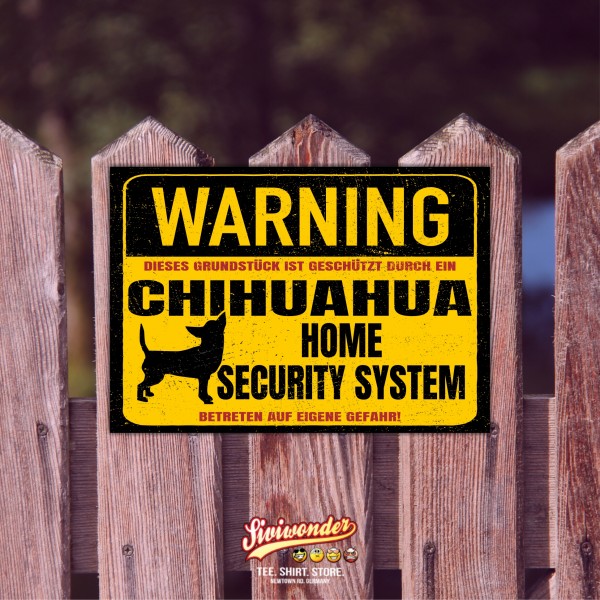 Chihuahua Chi Chis Dog Schild Warning Security System Türschild Hundeschild Warnschild