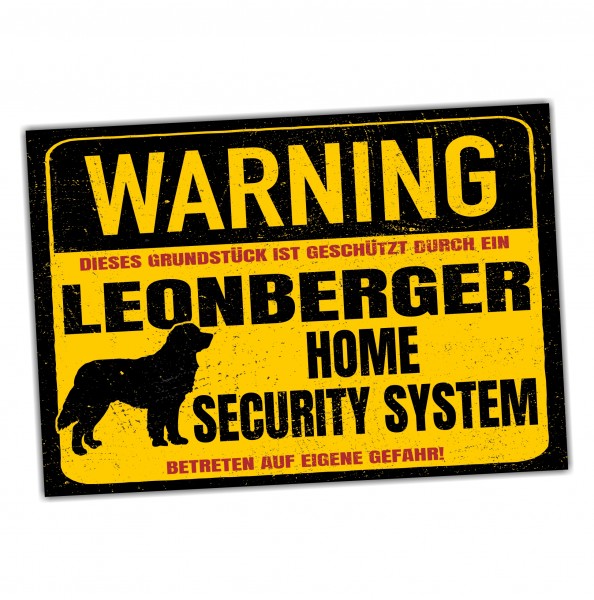 Leonberger Schild Warning Security System Türschild Hundeschild Warnschild Hund Warnung