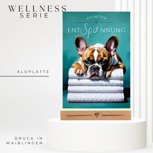 Hundeschild Deko Badezimmer Wellness French Bulldog Schild Spruch