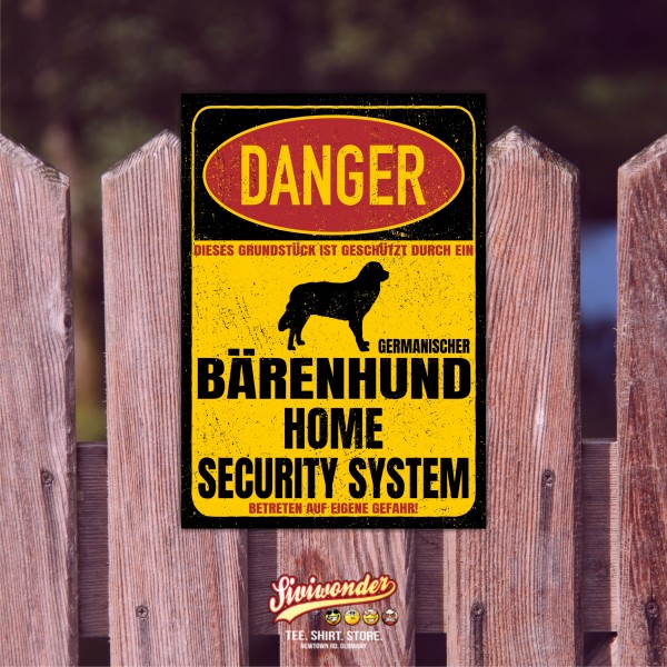 Germanischer Bärenhund Karelischer Bär Dog Türschild Danger Security System Warnschild Hund Schilder Hundeschild happy Design by Siviwonder