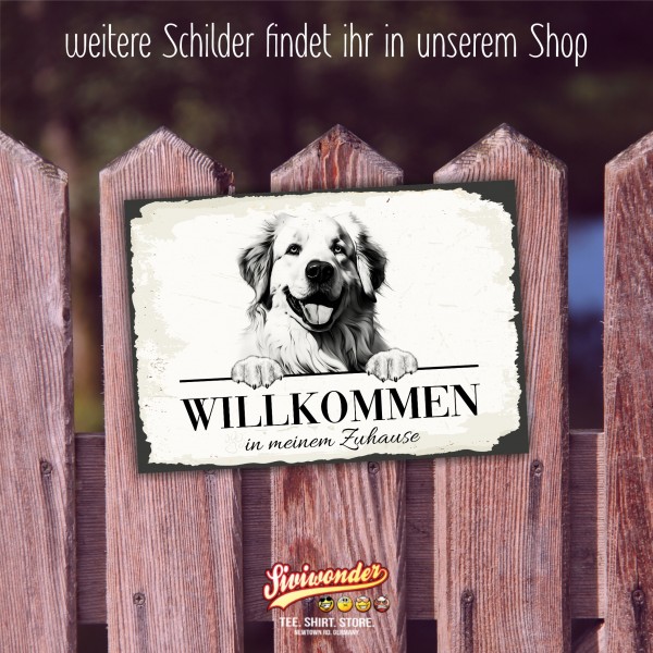 Hundeschild Willkommen Zuhause Pyrenäenberghund Schild Achtung Spruch