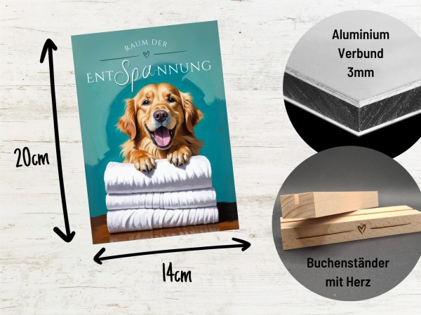 Hundeschild Deko Badezimmer Wellness Golden Retriever Goldie Schild Spruch