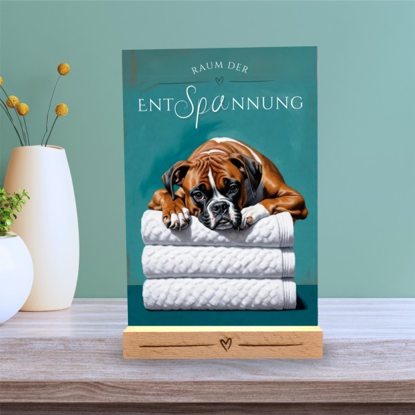 Hundeschild Deko Badezimmer Wellness Boxer deutscher Schild Spruch