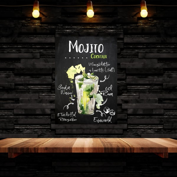 Mojito Rum Rezept Schild für deinen Partykeller Türschild Warnschild Privatgrundstück lustiges Spaß Schild happy Design by Siviwonder