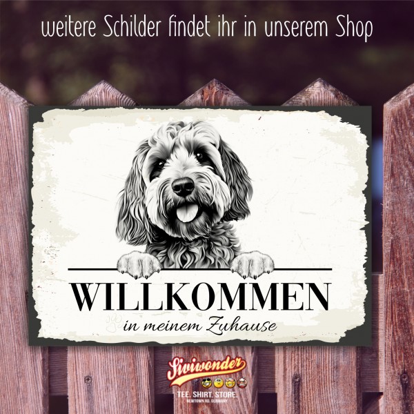 Hundeschild Willkommen Zuhause Cockapoo Schild Achtung Spruch