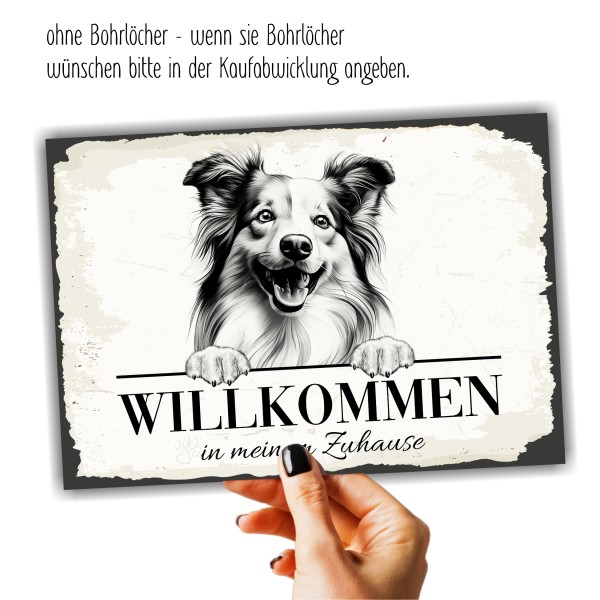 Hundeschild Willkommen Zuhause Sheltie Shetland Sheepdog Schild Achtung