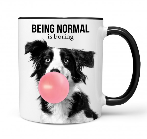 Border Collie mit Kaugummi Bubble normal Dog Freund Tasse Kaffee lustig Kaffeebecher Mug Design Design by Siviwonder