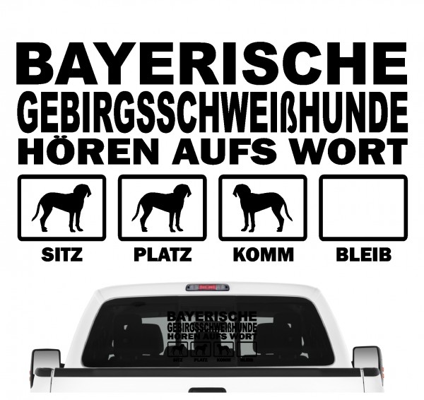 Bayerischer Gebirgsschweißhund BGS Schweißhund Bayern Dog Hört aufs Wort Hunde Aufkleber Sticker Autoaufkleber