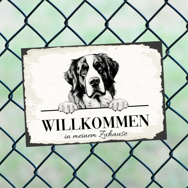 Hundeschild Willkommen Zuhause Bernhardiner Schild Achtung
