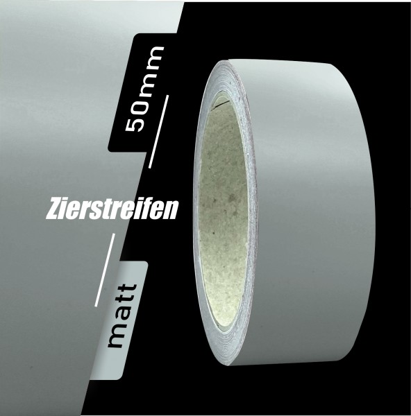 Zierstreifen Matt grau - mittelgrau grey 50mm in in 10 m Länge für Auto Boot Klebeband Dekorstreifen Tuningstreifen Autofolie Siviwonder