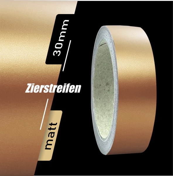 Zierstreifen Matt kupfer metallic 30mm in in 10 m Länge für Auto Boot Klebeband Dekorstreifen Tuningstreifen Autofolie Siviwonder