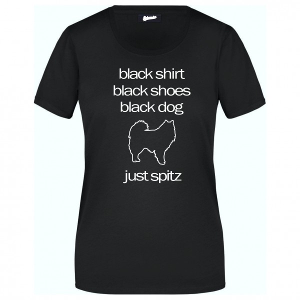 Spitz Black Dog Unisex T-Shirt Hundemotiv Spitze deutsche Zwergspitz