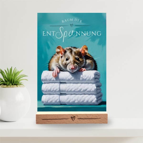 Ratte Schild Wellness Handtuch Entspannung Schild Spruch
