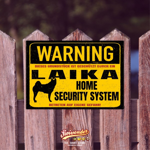 Laika Schild Warning Security System Türschild Hundeschild Warnschild Hund Laiki Russland