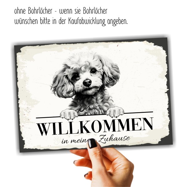 Hundeschild Willkommen Zuhause Zwergpudel Pudel Schild
