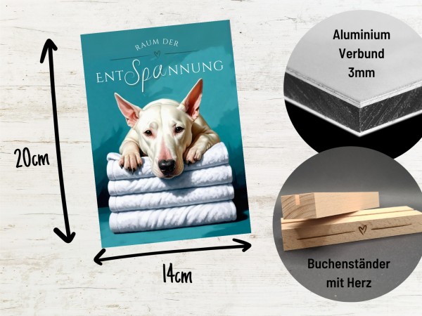 Hundeschild Deko Badezimmer Wellness Bullterrier Bully Schild Spruch