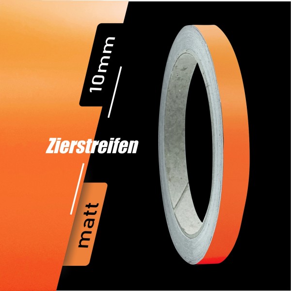Zierstreifen Matt orange 10mm in in 10 m Länge für Auto Boot Klebeband Dekorstreifen Tuningstreifen Autofolie Siviwonder