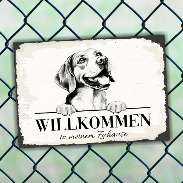 Hundeschild Willkommen Zuhause Beagle Schild Achtung Zaun Frau Spruch Türschild Hundeschild Warnschild Design by Siviwonder