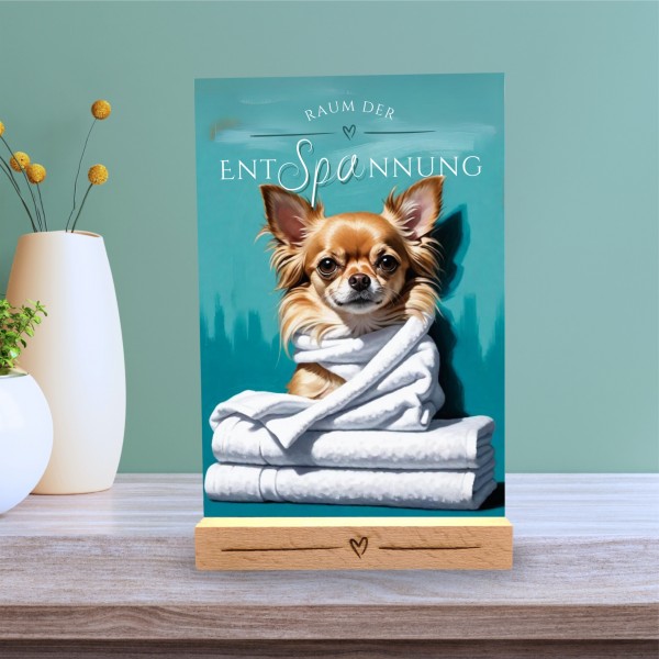 Hundeschild Deko Badezimmer Wellness Chihuahua Chi Schild Spruch